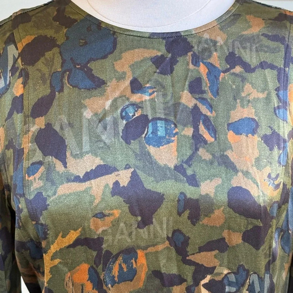 NWT GANNI Heavy Satin Printed Logo Short Dress Size 44 (US 10/12) Olive  *read - Picture 8 of 16